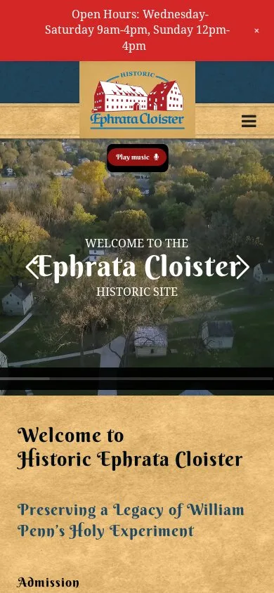 Ephrata Cloister on mobile
